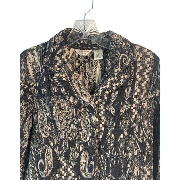 LAURA ASHLEY Petites Gray Paisley Print Wool Blend Button-Up Blazer NWT Small - Picture 2 of 7